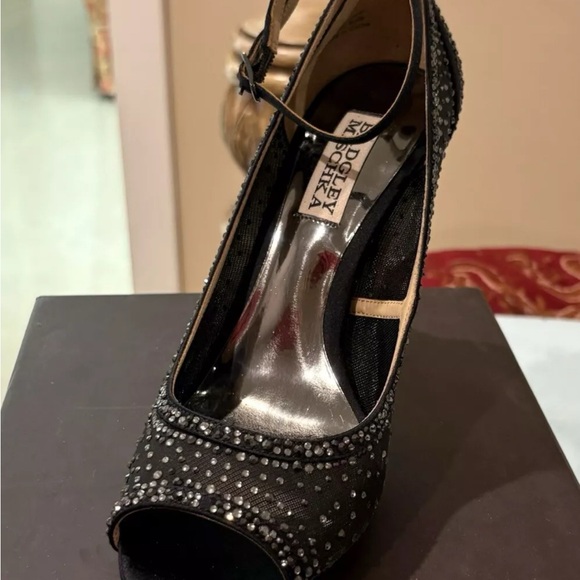 Badgley Mischka Black Embellished Stiletto Heels - Picture 1 of 5